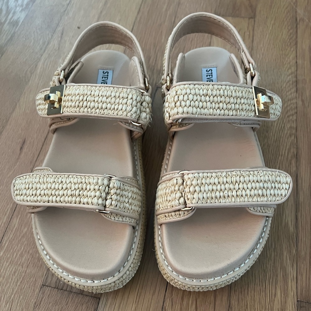 Steve Madden Beige Braided Platform Sandals - Picture 6 of 8